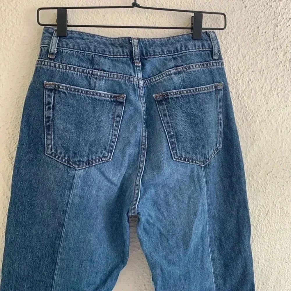 SANDRO Hani zip-detailed patchwork high-rise slim-leg jeans Size 28 - Picture 7 of 8